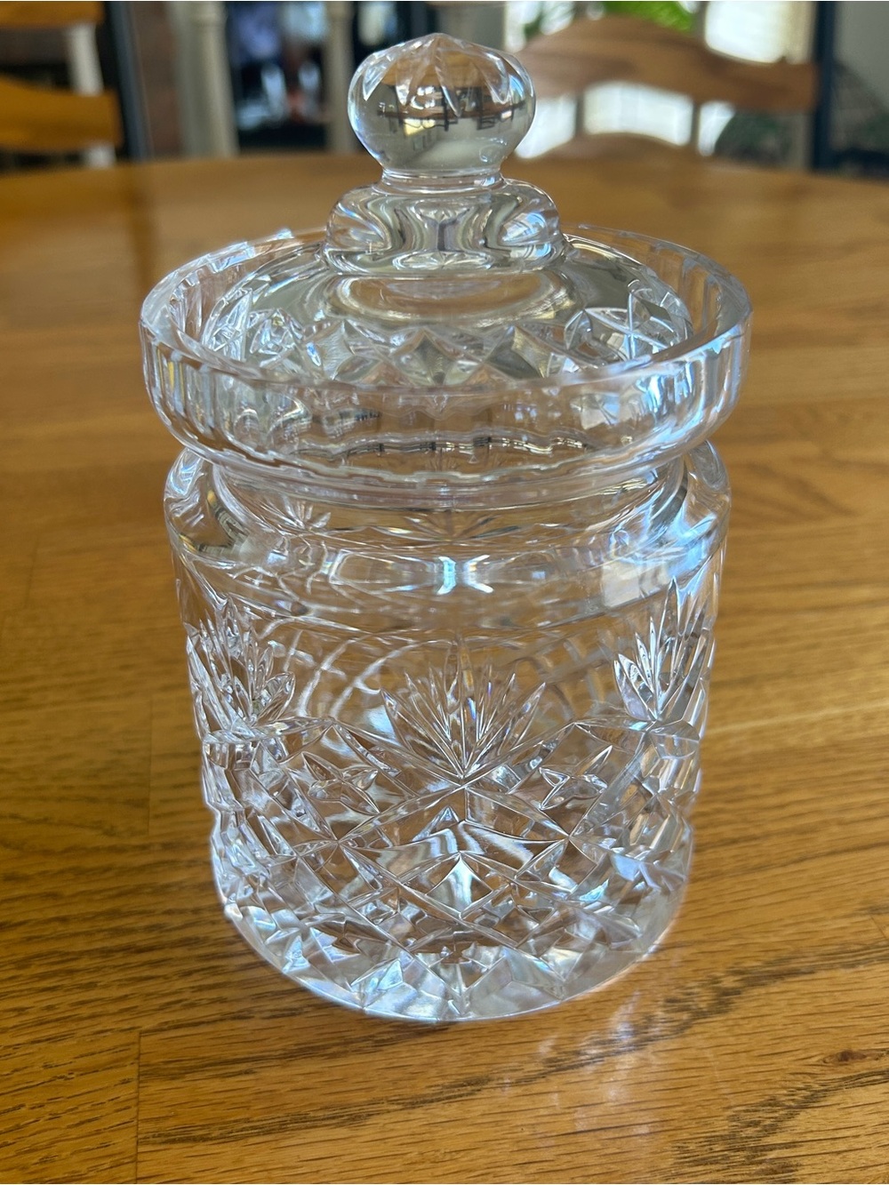 Clear Cut Glass Lidded Canister - Elegant Crystal-Style Serveware